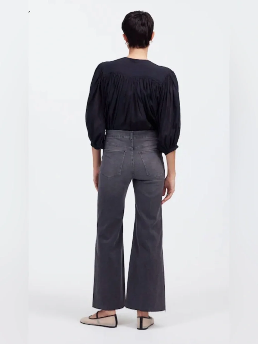 EUC! Madewell Flared Wide-Leg Crop Jeans in Black Chasm Wash Worn once!! - Picture 4 of 12